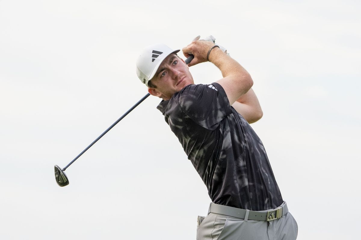January 9, 2025; Honolulu, Hawaii, USA; Nick Dunlap hits his tee shot on the 14th hole during the first round of the Sony Open golf tournament at Waialae Country Club. Mandatory Credit: Kyle Terada-Imagn Images