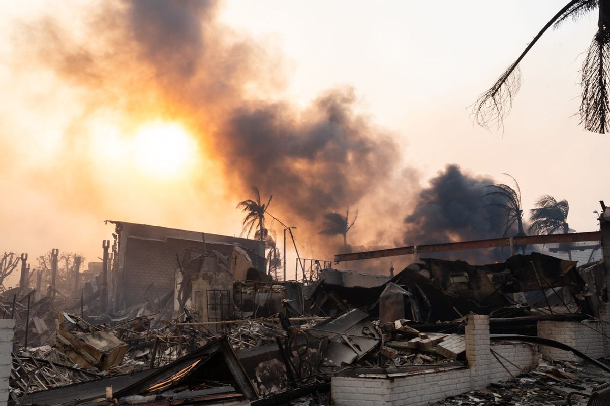 Structures continue to burn on Jan. 8, 2025, in the Pacific Palisades neighborhood after a wildfire broke out in Los Angeles County on Jan. 7. The fires destroyed more than 1,000 homes, businesses and other structures, Los Angeles County Fire Chief Anthony Marrone said at a briefing Wednesday.