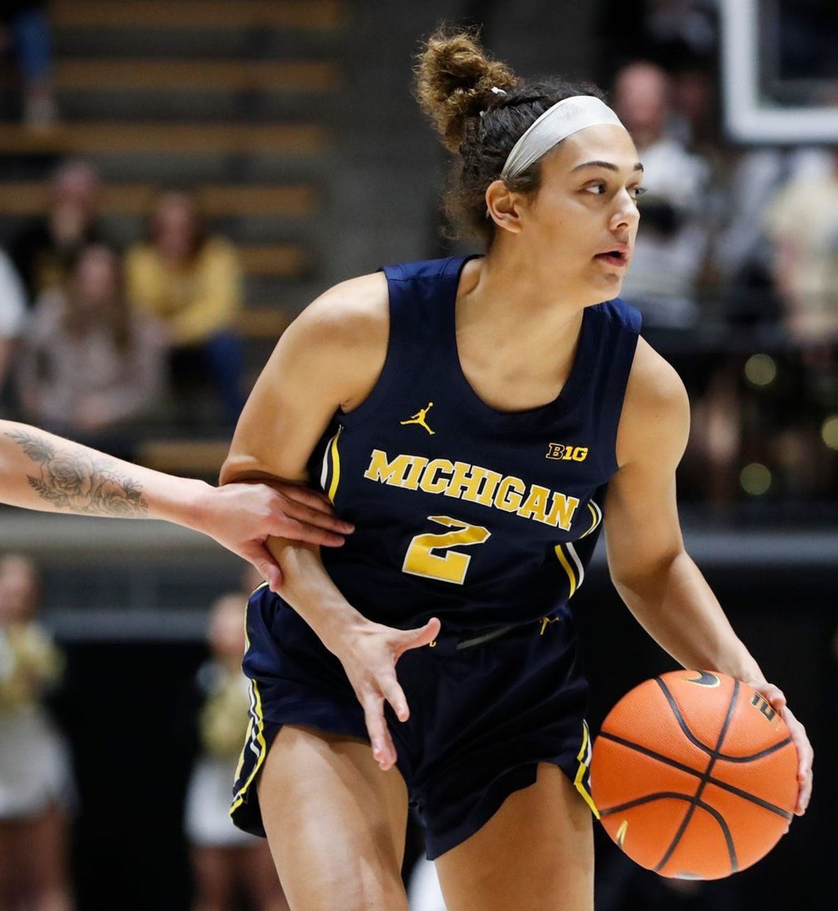Michigan Wolverines guard Macy Brown (2) on Jan. 11, 2025 at Mackey Arena in West Lafayette, Ind.