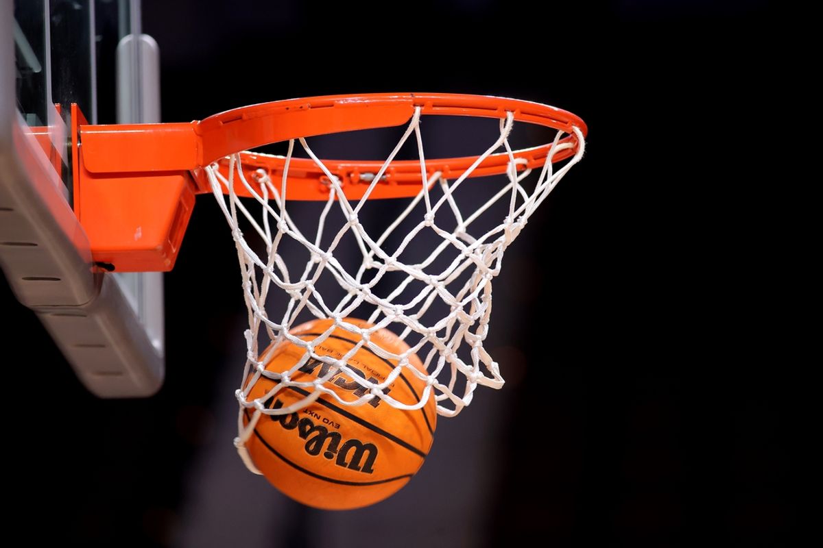 Jan 11, 2025; College Station, Texas, USA; A detail shot of a basketball going through the hoop prior to the game between the Texas A&M Aggies and the Alabama Crimson Tide at Reed Arena. Mandatory Credit: Erik Williams-Imagn Images