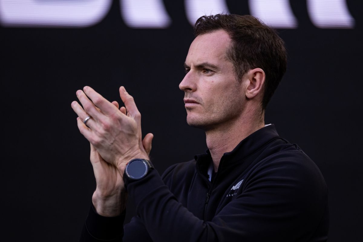 Jan 13, 2025; Melbourne, Victoria, Australia; Andy Murray of United Kingdom looks on during the first round men's single match between Novak Djokovic of Serbia and Nishesh Basavareddy of United States of America at the 2025 Australian Open at Melbourne Park. Mandatory Credit: Mike Frey-Imagn Images
