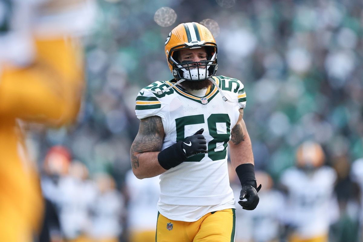 Jan 12, 2025; Philadelphia, Pennsylvania, USA; Green Bay Packers linebacker Isaiah McDuffie (58) before action against the Philadelphia Eagles in an NFC wild card game at Lincoln Financial Field. Mandatory Credit: Bill Streicher-Imagn Images