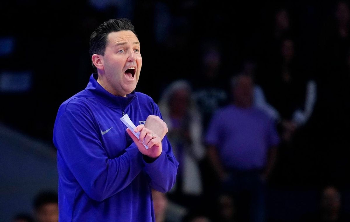 GCU head coach Bryce Drew yells to his team during a game against ACU at Grand Canyon University on Jan. 16, 2025, in Phoenix.