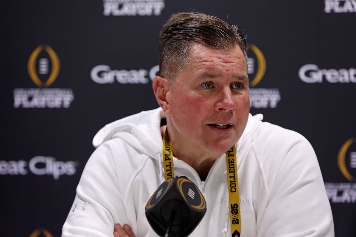 Jan 18, 2025; Atlanta, GA, USA; Notre Dame Fighting Irish defensive coordinator Al Golden during 2025 CFP National Championship Media Day at Georgia World Congress Center, Building A. Mandatory Credit: Brett Davis-Imagn Images