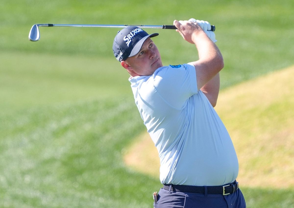 Sepp Straka hits an approach shot on the first hole during the final round of the American Express in La Quinta, Calif., January 19, 2025.