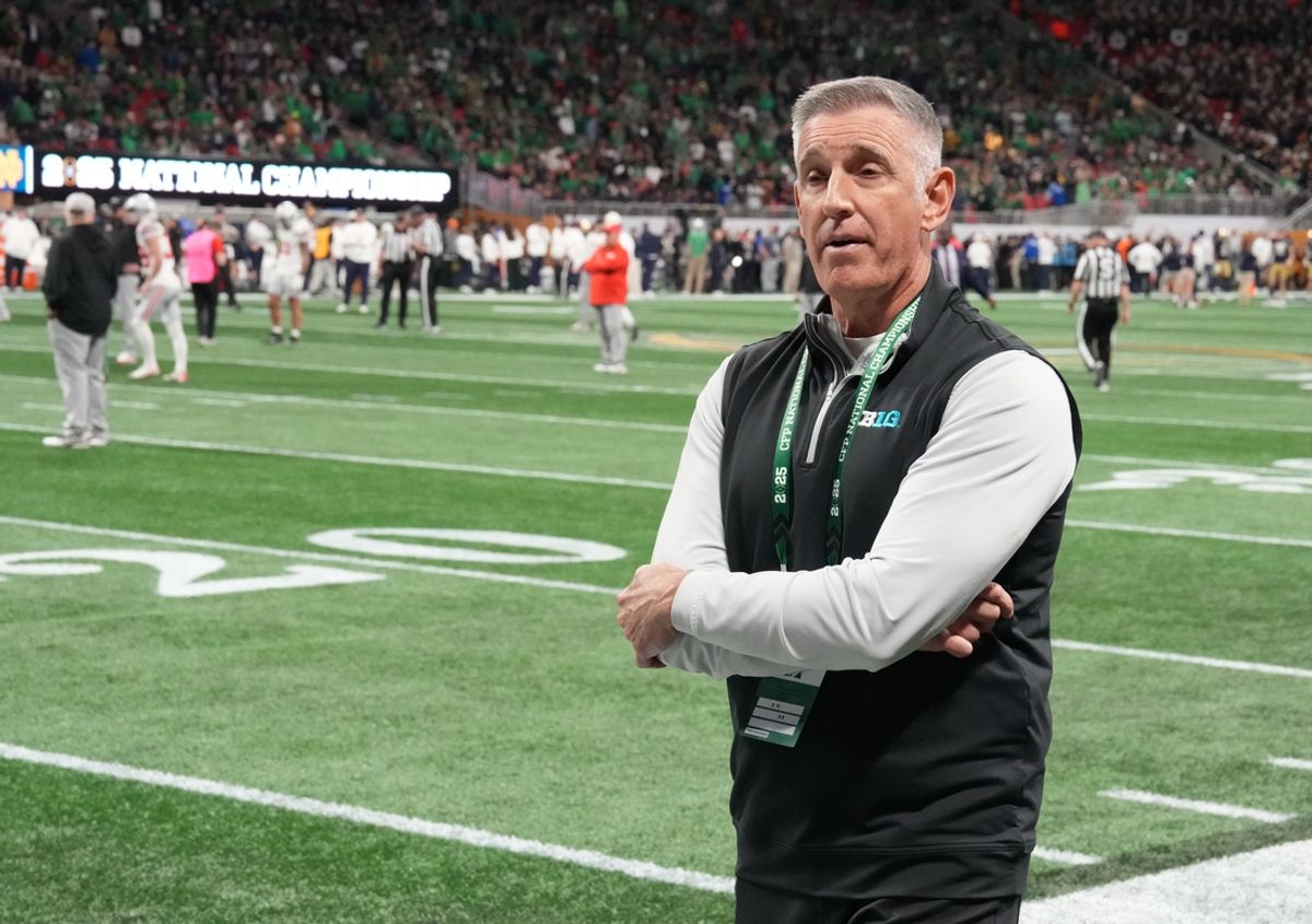 Jan 20, 2025; Atlanta, GA, USA; Big Ten commissioner Tony Petitti on the sidelines before the CFP National Championship college football game between the Notre Dame Fighting Irish and the Ohio State Buckeyes at Mercedes-Benz Stadium. Mandatory Credit: Kirby Lee-Imagn Images