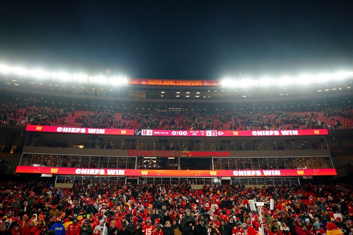 Jan 18, 2025; Kansas City, Missouri, USA; A general view of fans after a 2025 AFC divisional round game between the Kansas City Chiefs and Houston Texans at GEHA Field at Arrowhead Stadium. Mandatory Credit: Denny Medley-Imagn Images