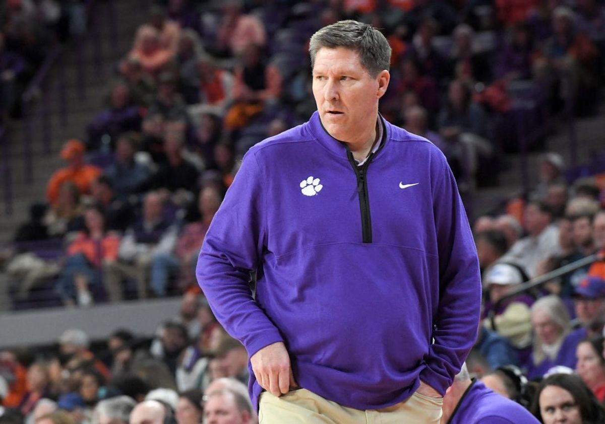 Clemson Head Coach Brad Brownell communicates in the game with Syracuse during the second half at Littlejohn Coliseum in Clemson, S.C Wednesday, January 22, 2025.