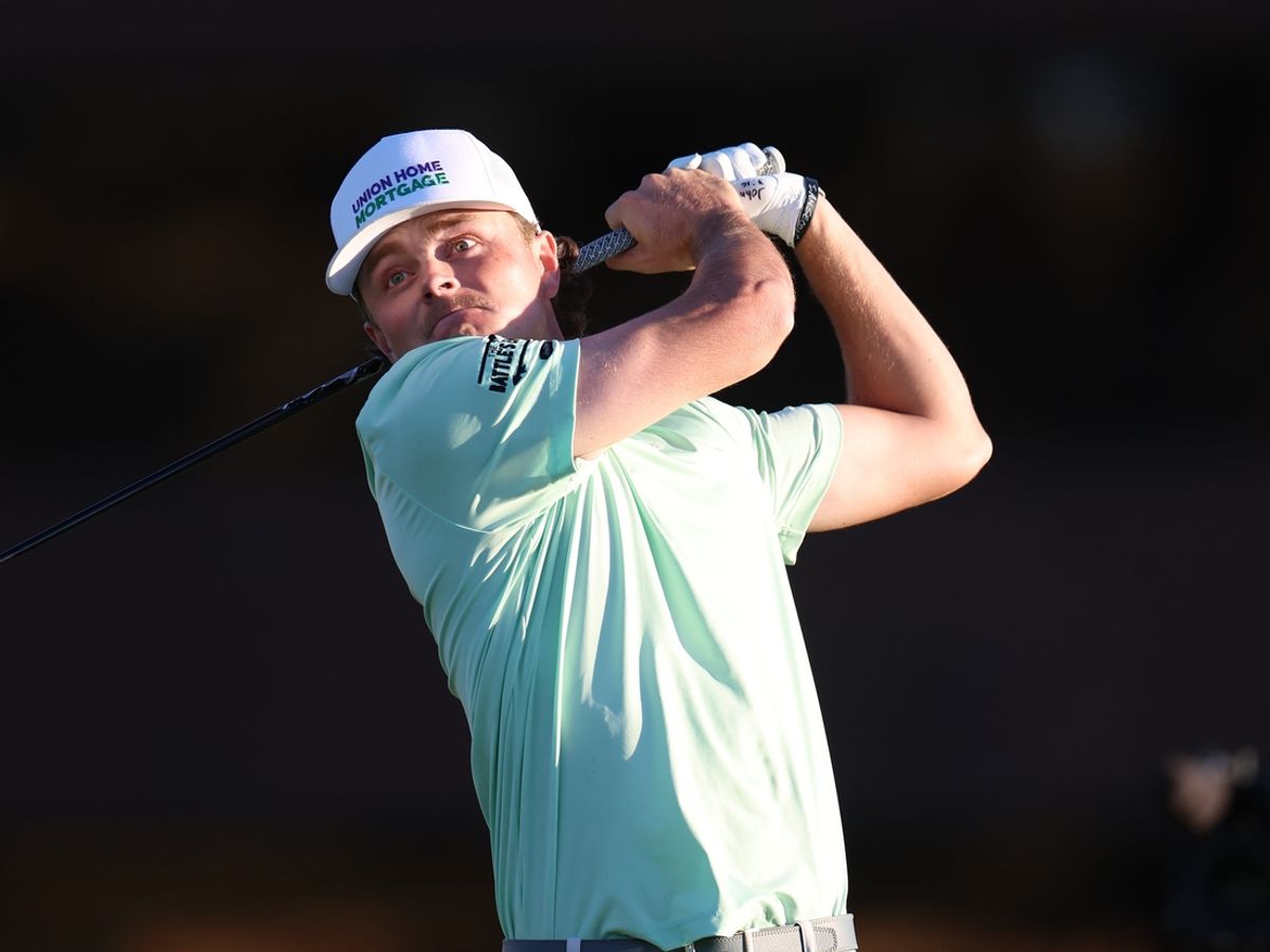 Jan 23, 2025; San Diego, California, USA; Luke Clanton plays his shot from the 14th tee during the second round of the Farmers Insurance Open golf tournament at Torrey Pines Municipal Golf Course - South Course. Mandatory Credit: Abe Arredondo-Imagn Images