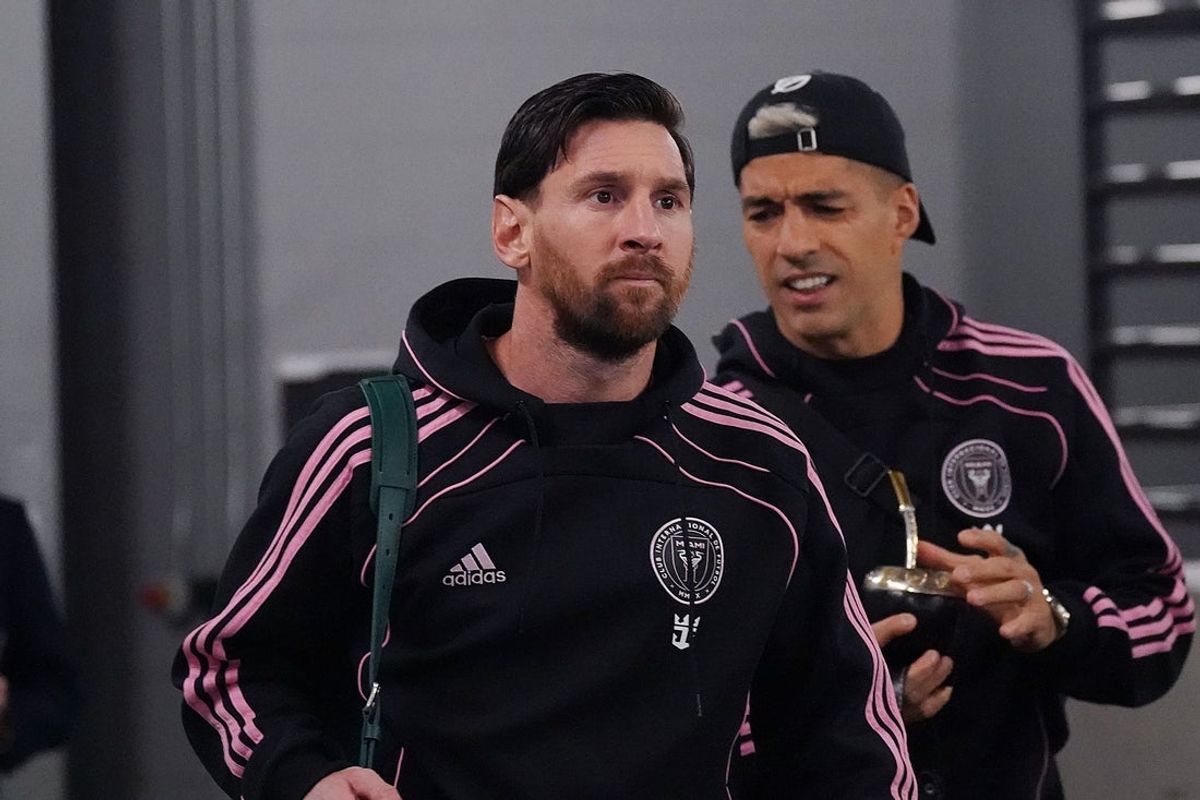 Inter Miami CF forwards Lionel Messi and Luis Suarez. Mandatory Credit: David Gonzales-Imagn Images