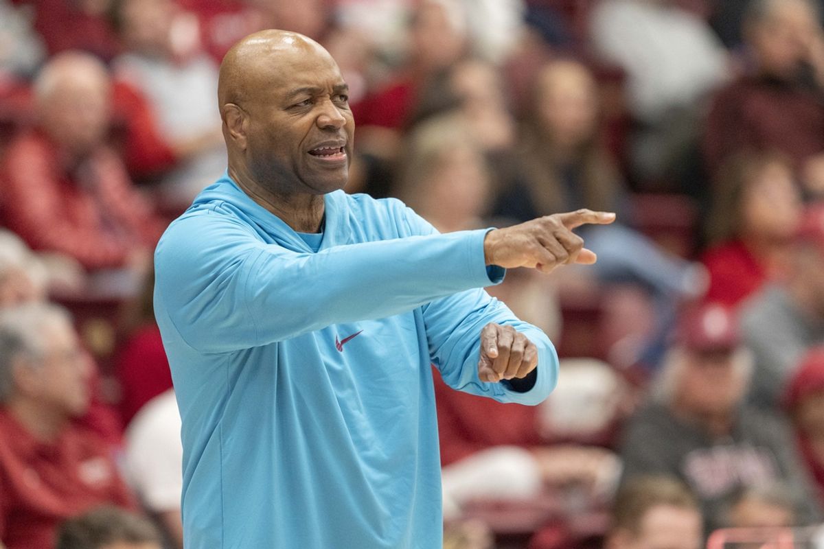 Jan 25, 2025; Stanford, California, USA;  Florida State Seminoles head coach Leonard Hamilton points during the second half against the Stanford Cardinal at Maples Pavilion. Mandatory Credit: Stan Szeto-Imagn Images