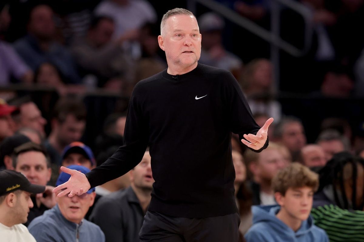 Jan 29, 2025; New York, New York, USA; Denver Nuggets head coach Michael Malone coaches against the New York Knicks during the first quarter at Madison Square Garden. Mandatory Credit: Brad Penner-Imagn Images