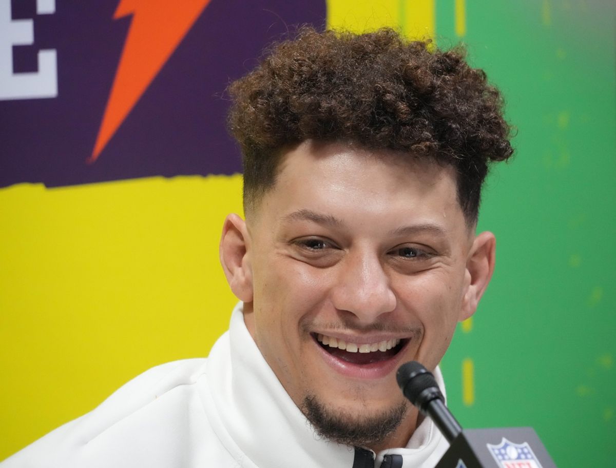 Feb 3, 2025; New Orleans, LA, USA;  Kansas City Chiefs quarterback Patrick Mahomes (15) during Super Bowl LIX Opening Night at Ceasars Superdome. Mandatory Credit: Kirby Lee-Imagn Images