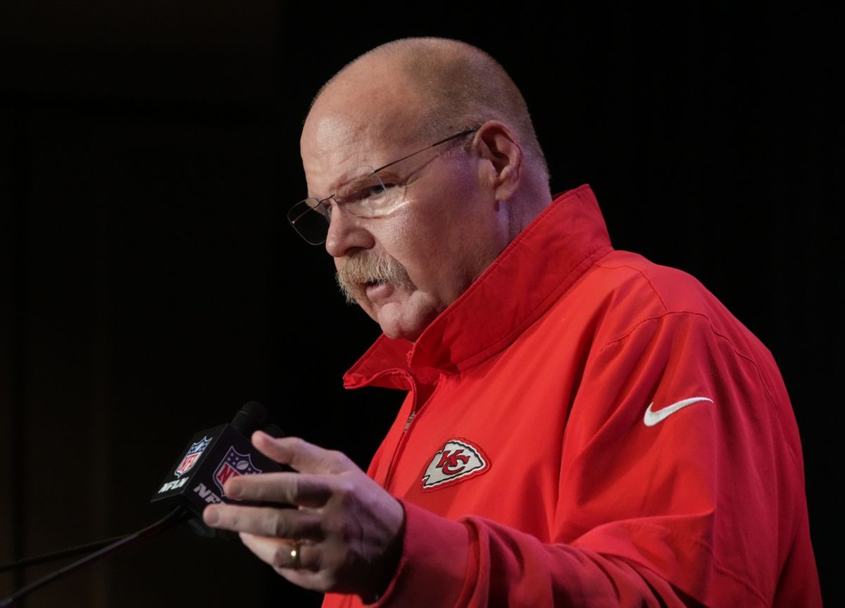 Feb 5, 2025; New Orleans, LA, USA; Kansas City Chiefs head coach Andy Reid speaks in a press conference ahead of Super Bowl LIX at New Orleans Marriott. Mandatory Credit: Kirby Lee-Imagn Images