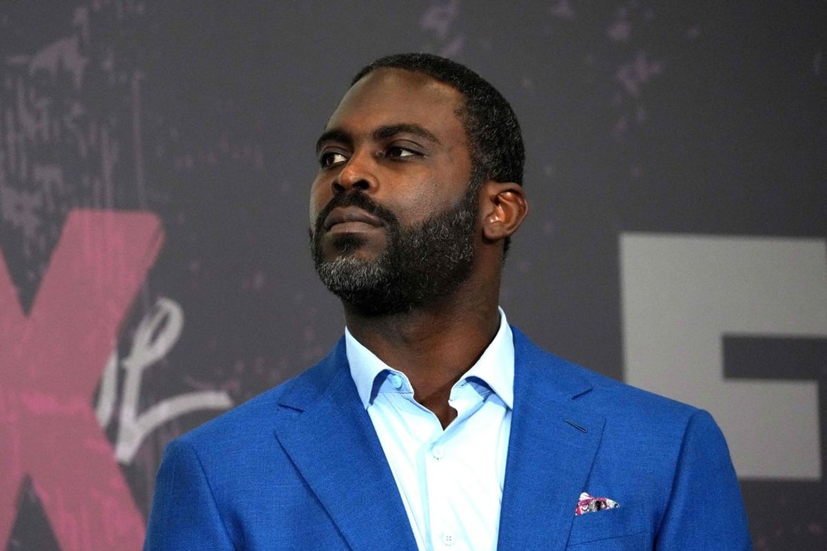 Feb 6, 2025; New Orleans, LA, USA; Michael Vick during Fox Sports media day at Ernest N. Morial Convention Center. Mandatory Credit: Kirby Lee-Imagn Images