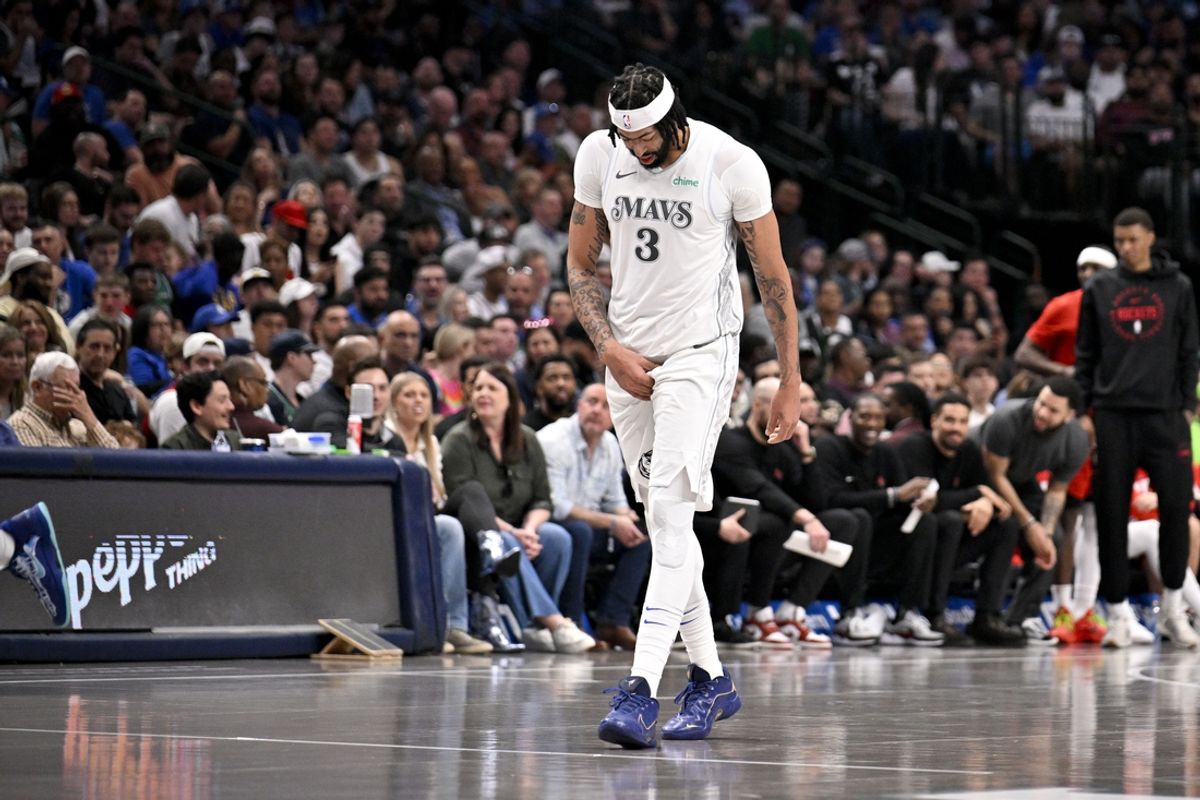 Feb 8, 2025; Dallas, Texas, USA; Dallas Mavericks forward Anthony Davis (3) leaves the game against the Houston Rockets during the third quarter at the American Airlines Center. Mandatory Credit: Jerome Miron-Imagn Images