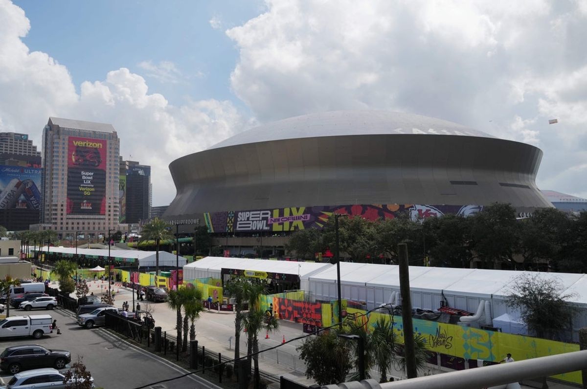 Feb 9, 2025; New Orleans, LA, USA;  A general view outside before Super Bowl LIX between the Philadelphia Eagles and the Kansas City Chiefs at Ceasars Superdome. Mandatory Credit: Kirby Lee-Imagn Images
