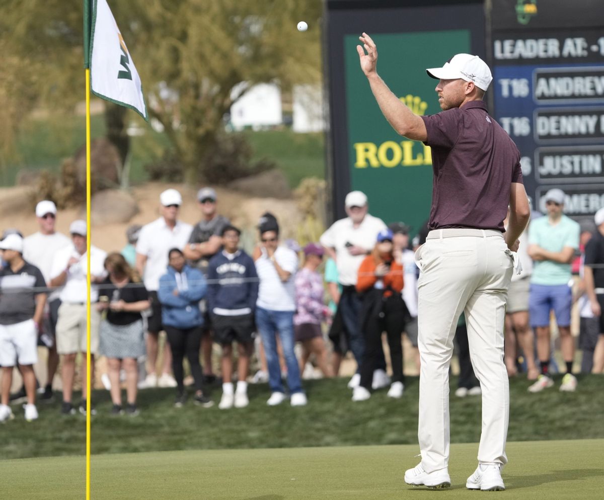 Daniel Berger prepares to putt on the ninth green during the final round of the WM Phoenix Open at TPC Scottsdale on Feb. 9, 2025.