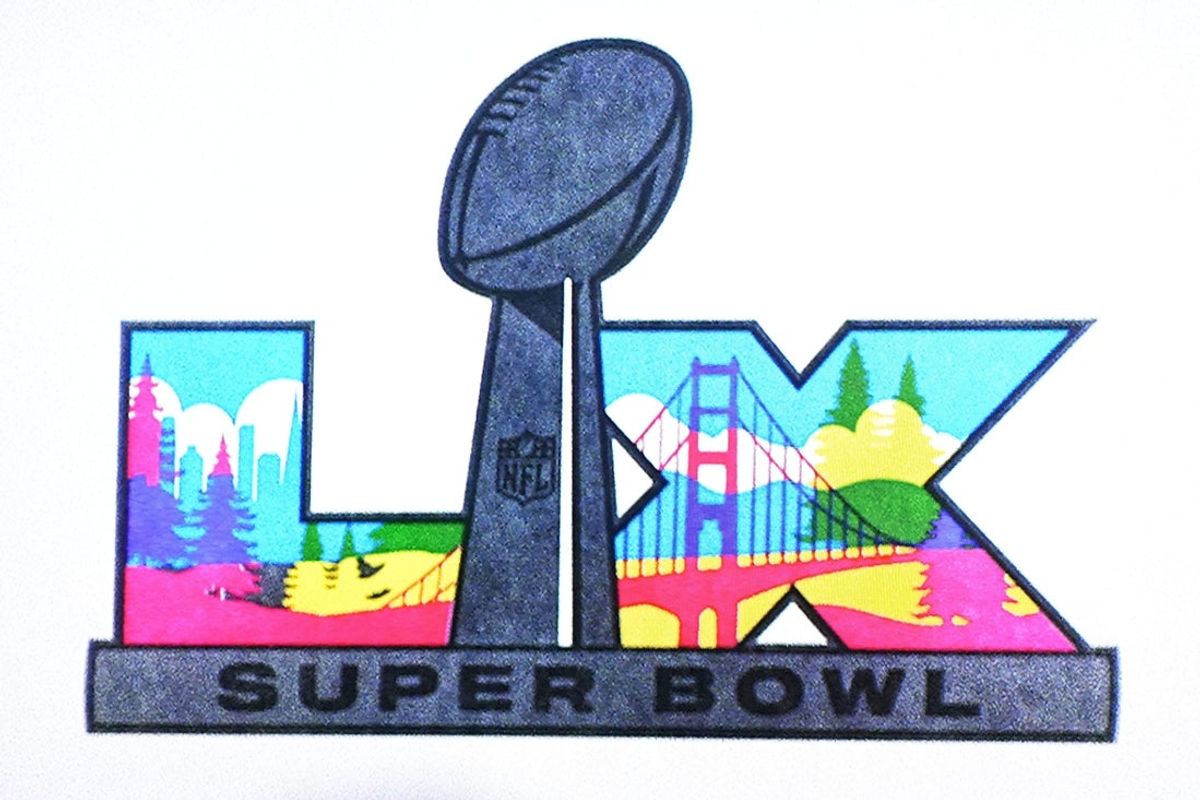 Feb 10, 2025; New Orleans, LA, USA; The Super Bowl LX (60) logo is unveiled at the Super Bowl LIX host committee handoff press conference. Mandatory Credit: Kirby Lee-Imagn Images