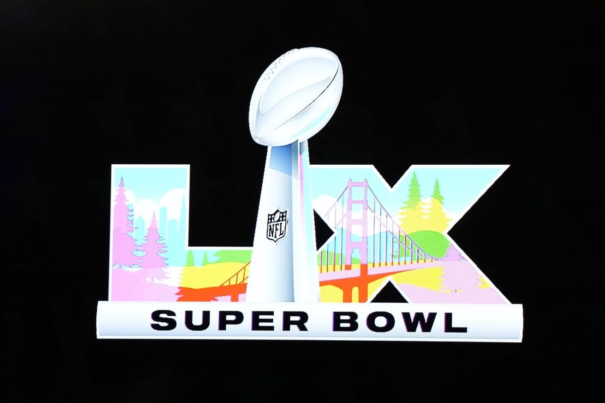 Feb 10, 2025; New Orleans, LA, USA; The Super Bowl LX (60) logo is unveiled at the Super Bowl LIX host committee handoff press conference. Mandatory Credit: Kirby Lee-Imagn Images