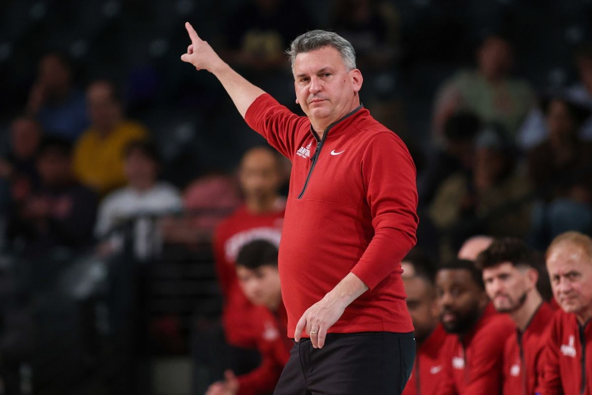 Feb 12, 2025; Atlanta, Georgia, USA; Stanford Cardinal head coach Kyle Smith on the sideline against the Georgia Tech Yellow Jackets in the second half at McCamish Pavilion. Mandatory Credit: Brett Davis-Imagn Images