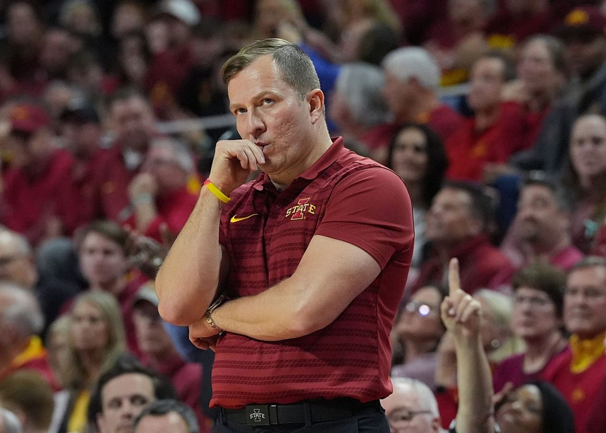 Iowa State Cyclones men's basketball head coach T.J. Otzelberger watches the final minutes of the match during the second half against Cincinnati in the Big-12 men’s basketball at Hilton Coliseum on Feb. 15, 2025 in Ames, Iowa.