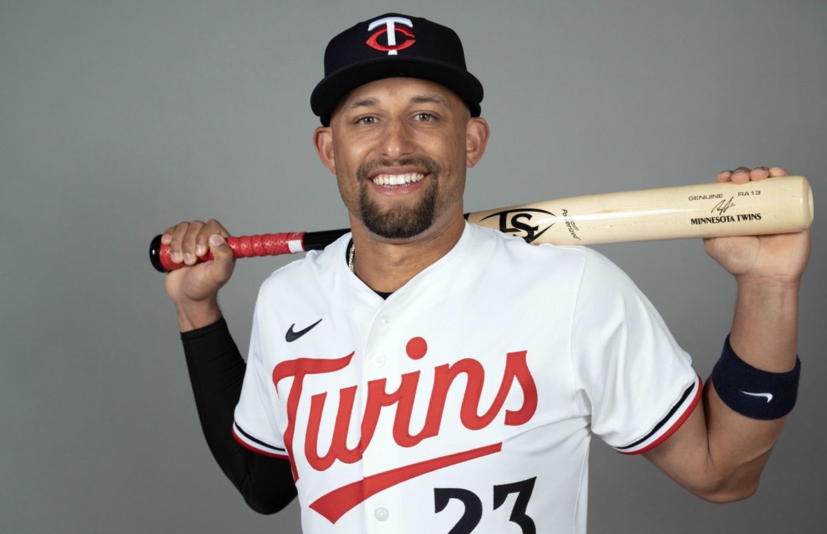 Feb 21, 2025; Fort Myers, FL, USA;  Minnesota Twins infielder Royce Lewis (23) takes photos during media day.  Mandatory Credit: Chris Tilley-Imagn Images