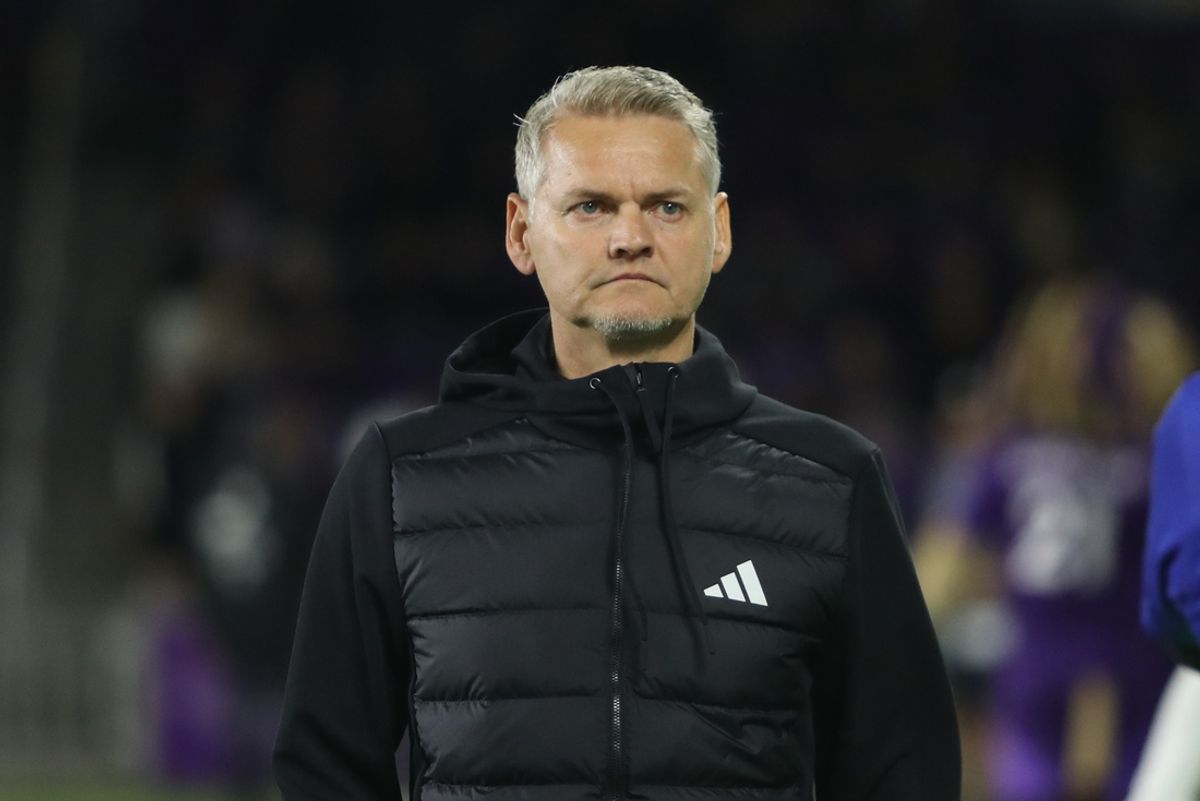 Feb 22, 2025; Orlando, Florida, USA; Philadelphia Union head coach Bradley Carnell looks on before the match against Orlando City at Inter&Co Stadium. Mandatory Credit: Morgan Tencza-Imagn Images