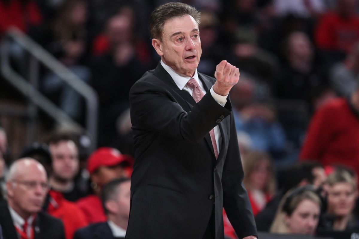 Feb 23, 2025; New York, New York, USA; St. John's Red Storm head coach Rick Pitino signals in the second half against the Connecticut Huskies at Madison Square Garden. Mandatory Credit: Wendell Cruz-Imagn Images