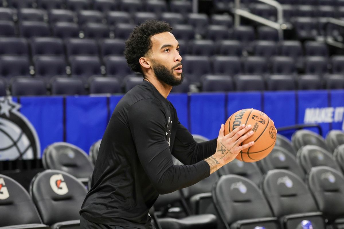 Feb 23, 2025; Orlando, Florida, USA; Washington Wizards forward Justin Champagnie (9) warms up before a game against the Orlando Magic at Kia Center. Mandatory Credit: Mike Watters-Imagn Images
