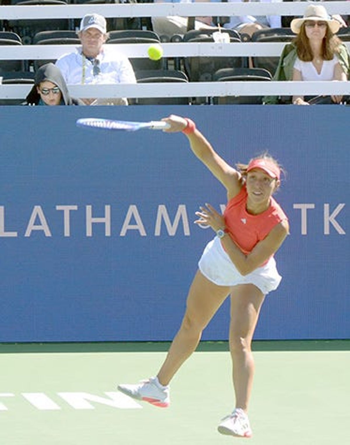 Jessica Pegula delivers a serve to Arantxa Rux in the first set of their opening round match at the ATX Open on Tuesday, February 25, 2025 at Westwood Country Club. Pegula, the tournament's top seed, won 6-3, 3-2 when Rux retired in the second set.