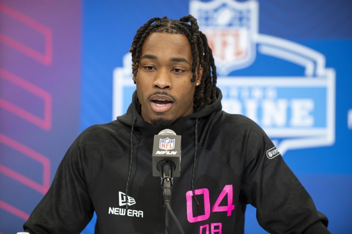 Feb 27, 2025; Indianapolis, IN, USA; Texas defensive back Jahdae Barron (DB04) during the 2025 NFL Combine at Lucas Oil Stadium. Mandatory Credit: Tanner Pearson-Imagn Images