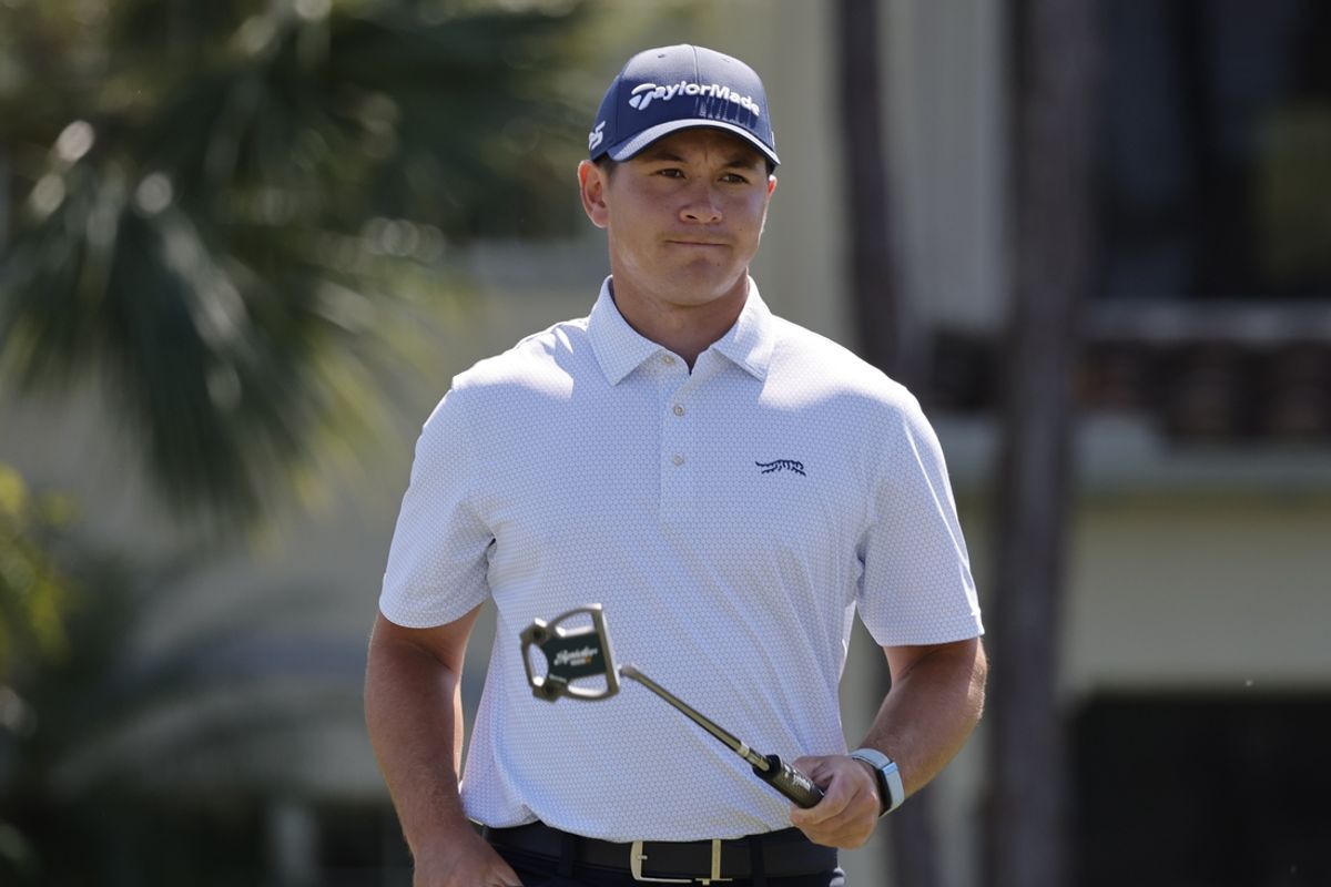 Feb 28, 2025; Palm Beach Gardens, Florida, USA; Karl Vilips walks off of the fifth green  during the second round of the Cognizant Classic in The Palm Beaches golf tournament. Mandatory Credit: Reinhold Matay-Imagn Images
