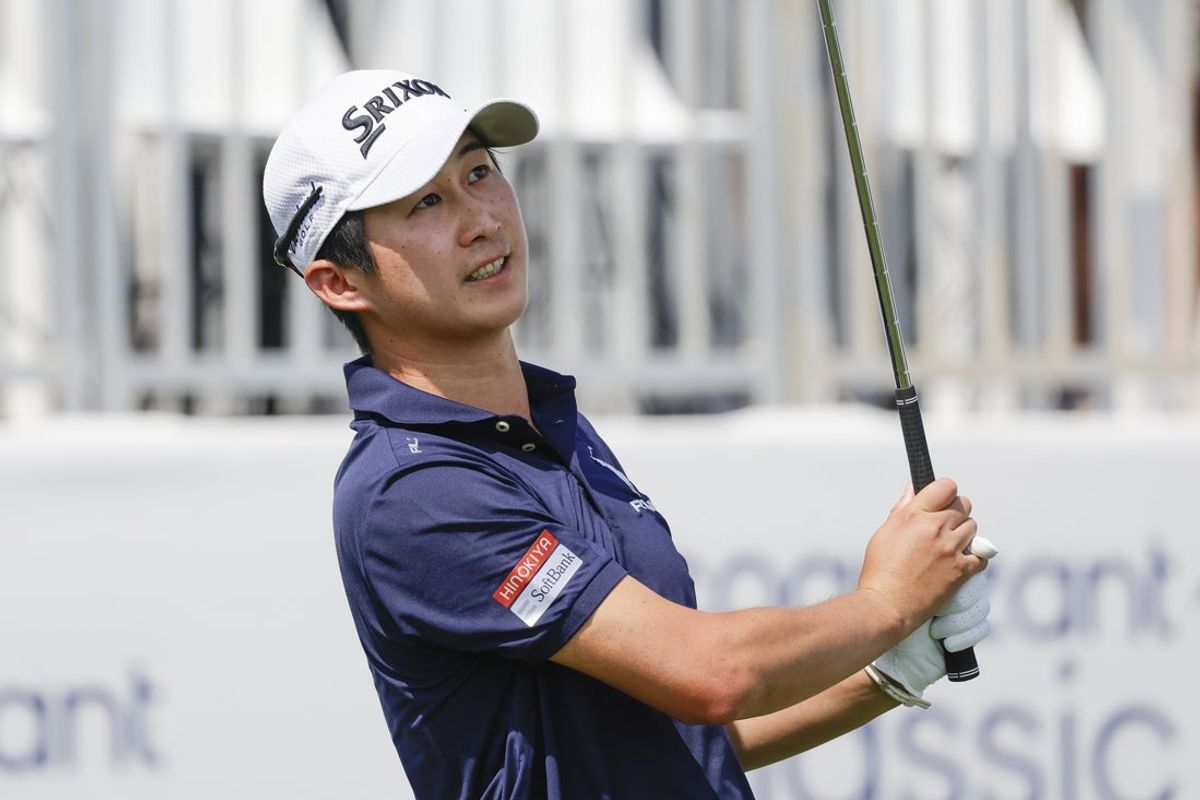 Mar 1, 2025; Palm Beach Gardens, Florida, USA; Rikuya Hoshino plays his shot from the 17th tee during the third round of the Cognizant Classic in The Palm Beaches golf tournament. Mandatory Credit: Reinhold Matay-Imagn Images