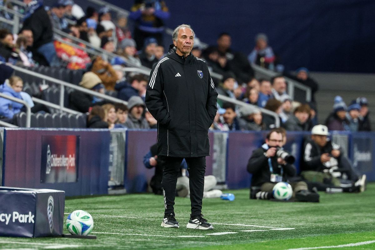 Mar 1, 2025; Kansas City, Kansas, USA;  San Jose Earthquakes head coach Bruce Arena looks on during the second half against Sporting Kansas City at Children's Mercy Park. Mandatory Credit: Ivan David Smith-Imagn Images