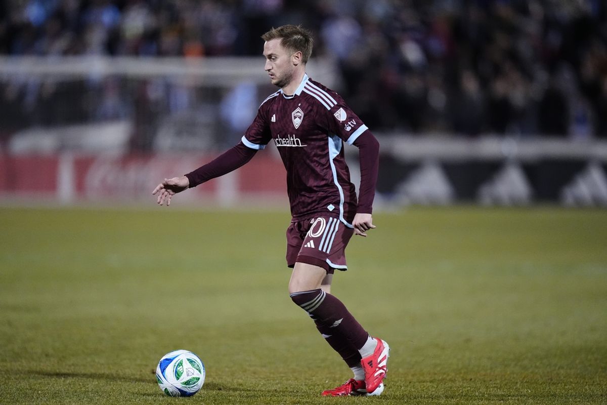 Mar 1, 2025; Commerce City, Colorado, USA; FC Dallas midfielder Luciano Acosta (10) during the second half against FC Dallas at Dick's Sporting Goods Park. Mandatory Credit: Ron Chenoy-Imagn Images