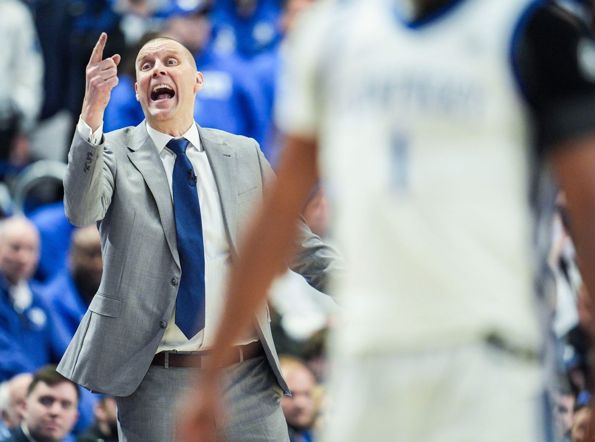Kentucky men's basketball head coach Mark Pope during the game against No.1 Auburn Saturday afternoon in Lexington, Kentucky March 1, 2025