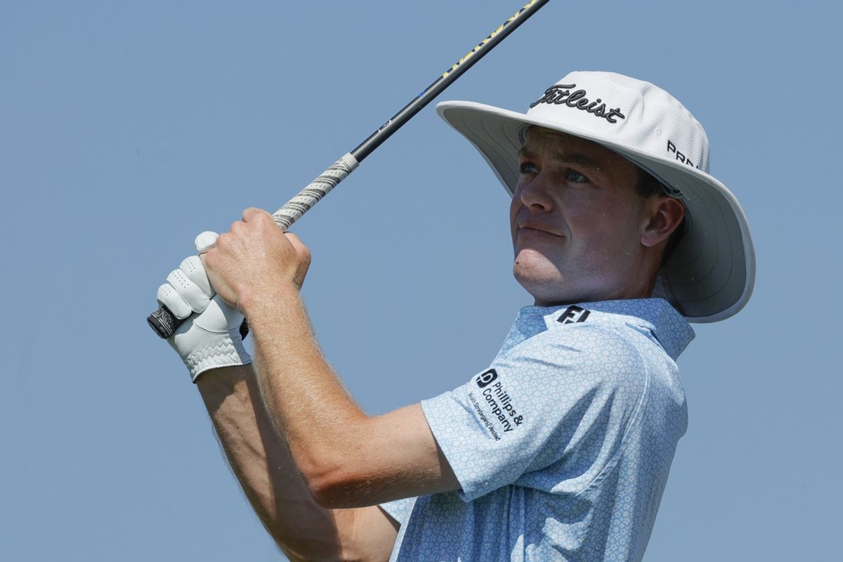 Mar 2, 2025; Palm Beach Gardens, Florida, USA; Joe Highsmith plays his shot from the first tee during the final round of the Cognizant Classic in The Palm Beaches golf tournament. Mandatory Credit: Reinhold Matay-Imagn Images