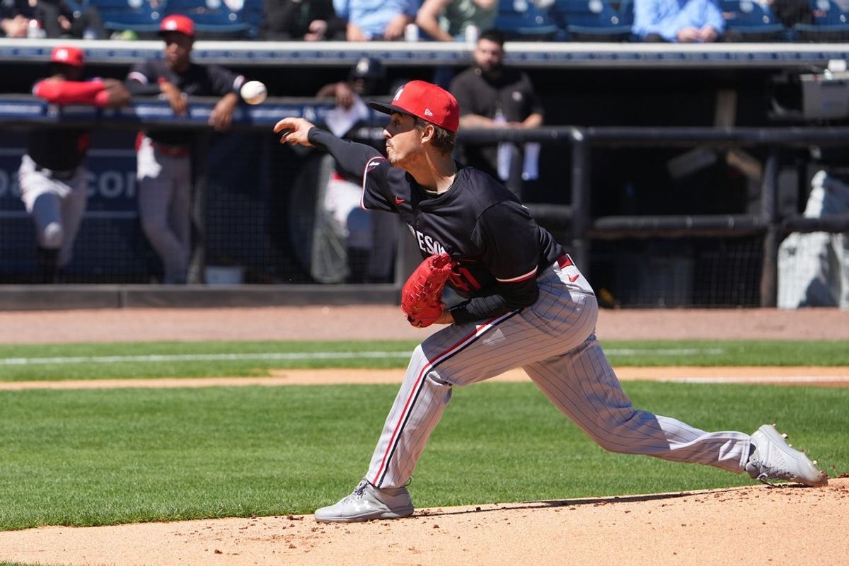 Mar 6, 2025; Tampa, Florida, USA; Minnesota Twins pitcher Joe Ryan (41) throws a pitch against the New York Yankees during the first inning at George M. Steinbrenner Field. Mandatory Credit: Dave Nelson-Imagn Images