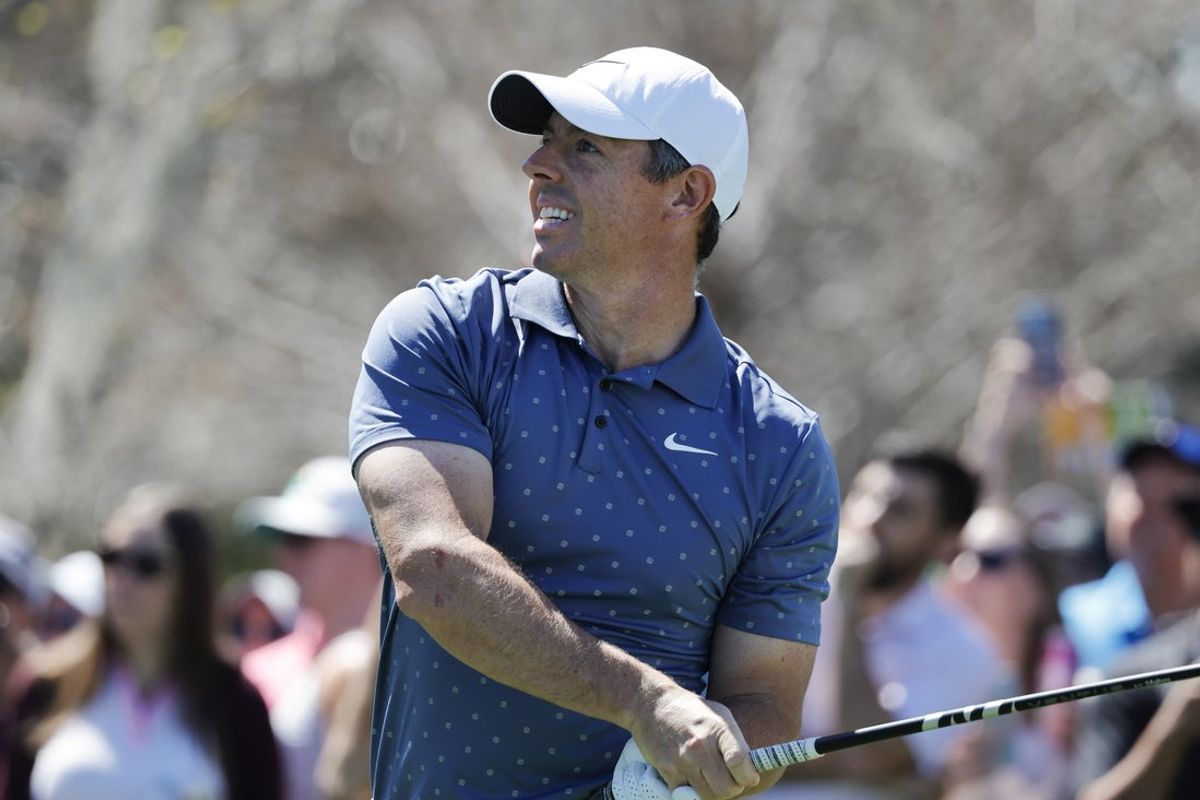 Mar 7, 2025; Orlando, Florida, USA;  Rory McIlroy watches his drive on the 10th hole during the second round of the Arnold Palmer Invitational golf tournament at Bay Hill. Mandatory Credit: Reinhold Matay-Imagn Images
