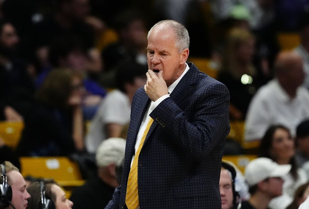 Mar 8, 2025; Boulder, Colorado, USA; Colorado Buffaloes head coach Tad Boyle during the second half against the TCU Horned Frogs at the CU Events Center. Mandatory Credit: Ron Chenoy-Imagn Images
