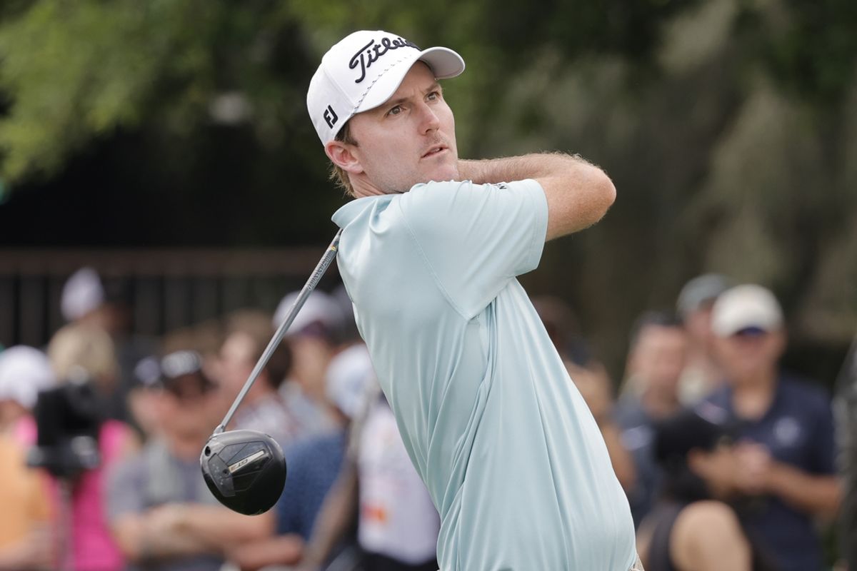 Mar 9, 2025; Orlando, Florida, USA;  Russell Henley plays his shot from the first tee during the final round of the Arnold Palmer Invitational golf tournament at Bay Hill. Mandatory Credit: Reinhold Matay-Imagn Images
