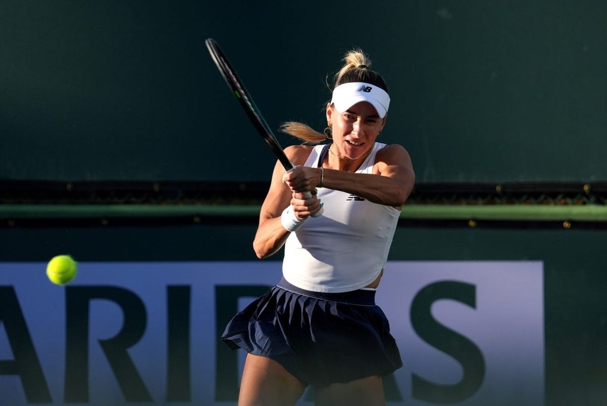 McCartney Kessler plays doubles on Stadium 5 during the BNP Paribas Open in Indian Wells, Calif., on Sunday, March 9, 2025.