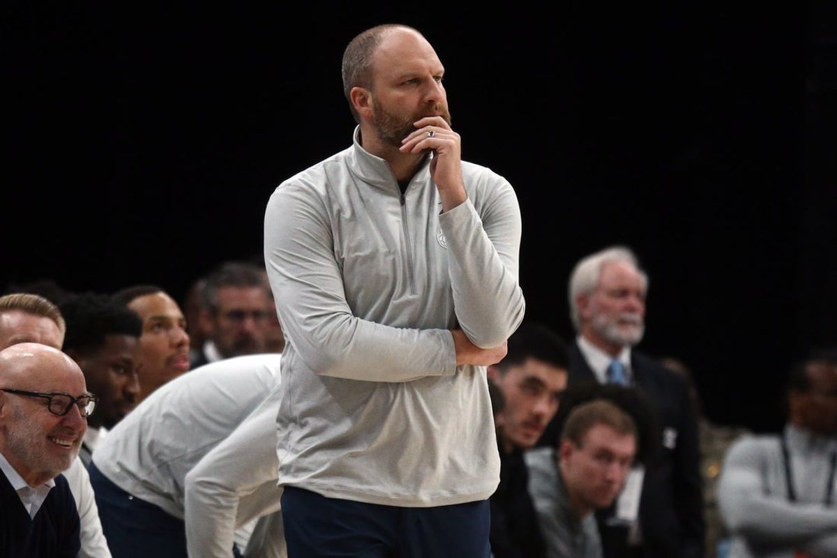 Mar 10, 2025; Memphis, Tennessee, USA; Memphis Grizzlies head coach Taylor Jenkins looks on during the first quarter against the Phoenix Suns at FedExForum. Mandatory Credit: Petre Thomas-Imagn Images