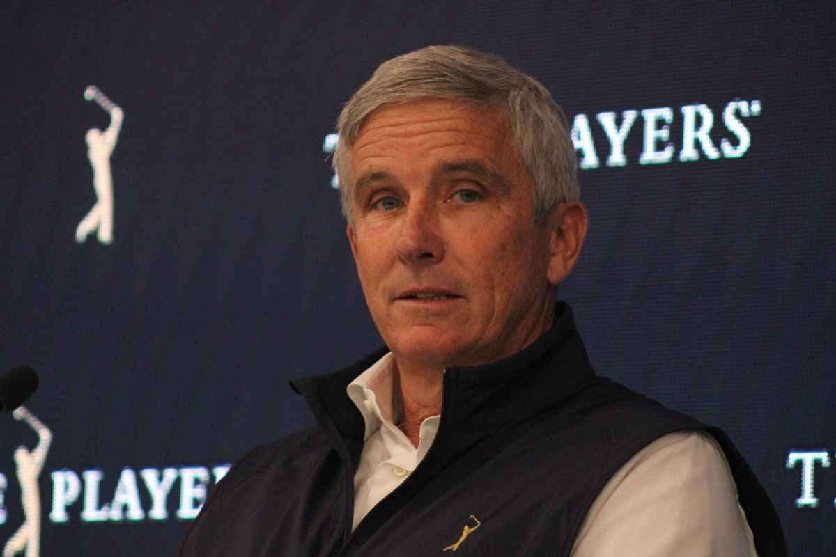 PGA Tour commissioner Jay Monahan speaks during a press conference at The Players Championship in Ponte Vedra Beach, Florida, on March 11, 2025. [Clayton Freeman/Florida Times-Union]