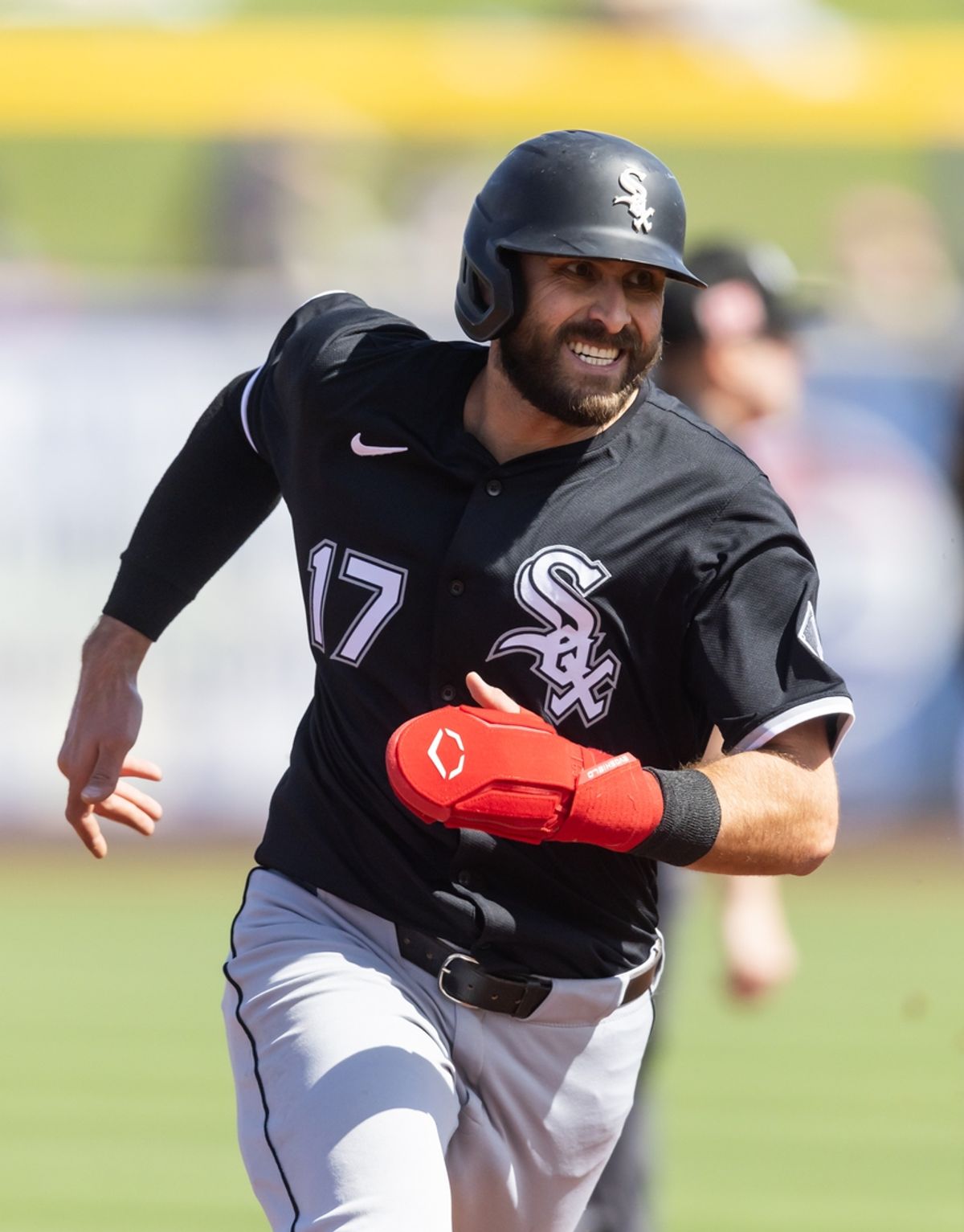 Mar 11, 2025; Peoria, Arizona, USA; Chicago White Sox infielder Joey Gallo against the San Diego Padres during a spring training game at Peoria Sports Complex. Mandatory Credit: Mark J. Rebilas-Imagn Images