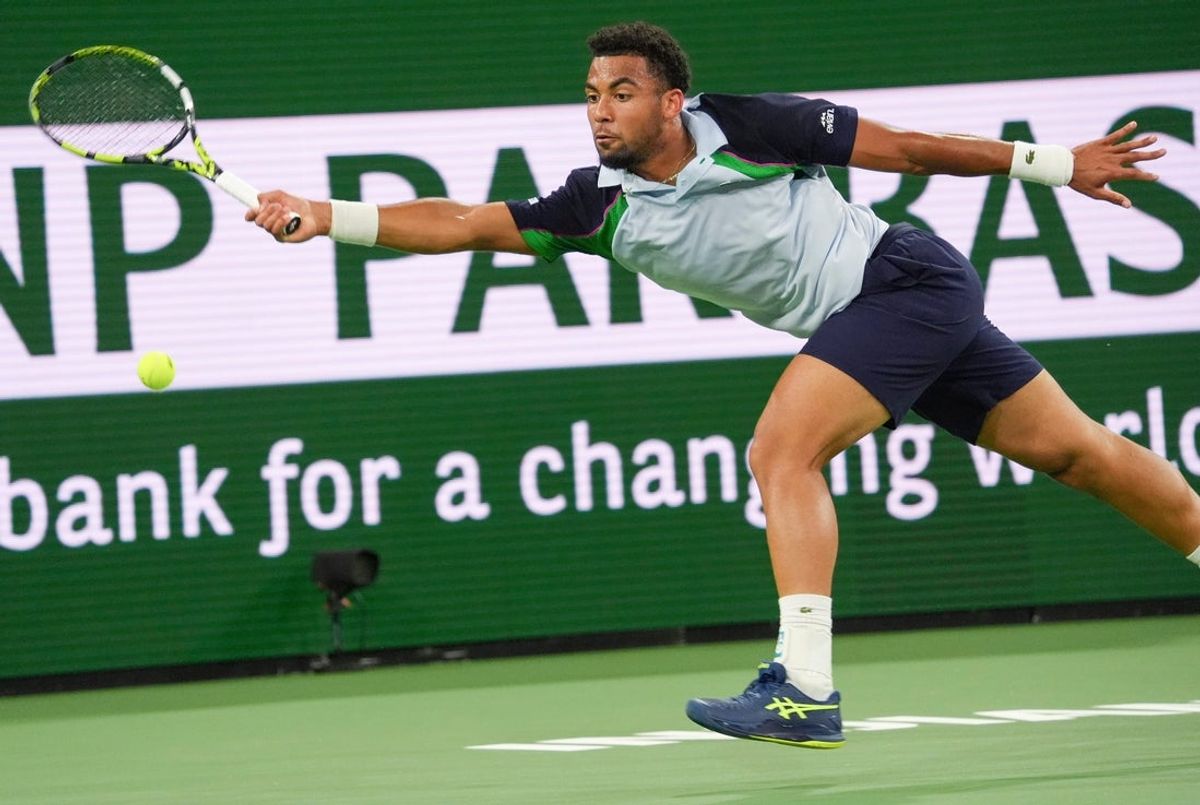 Arthur Fils runs down a return in his win over Marcos Giron during Round 4 of the BNP Paribas Open in Indian Wells, Calif., March 11, 2025.