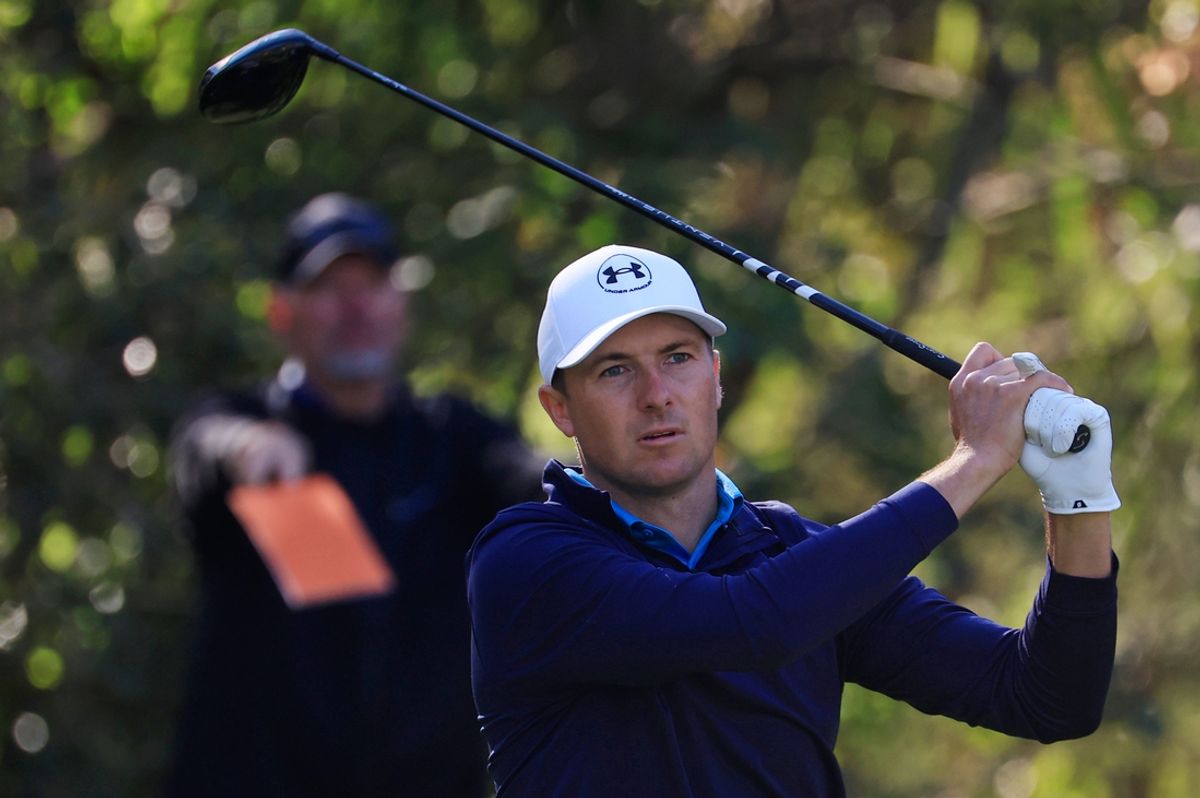 Jordan Spieth tees off on the 15th hole during the first round of The Players Championship PGA golf tournment Thursday, March 13, 2025 at TPC Sawgrass in Ponte Vedra Beach, Fla. [Corey Perrine/Florida Times-Union]
