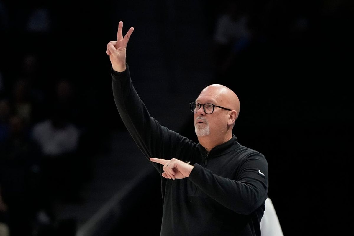 Mar 13, 2025; Charlotte, NC, USA; Wake Forest Demon Deacons head coach Steve Forbes reacts in the first half at Spectrum Center. Mandatory Credit: Bob Donnan-Imagn Images
