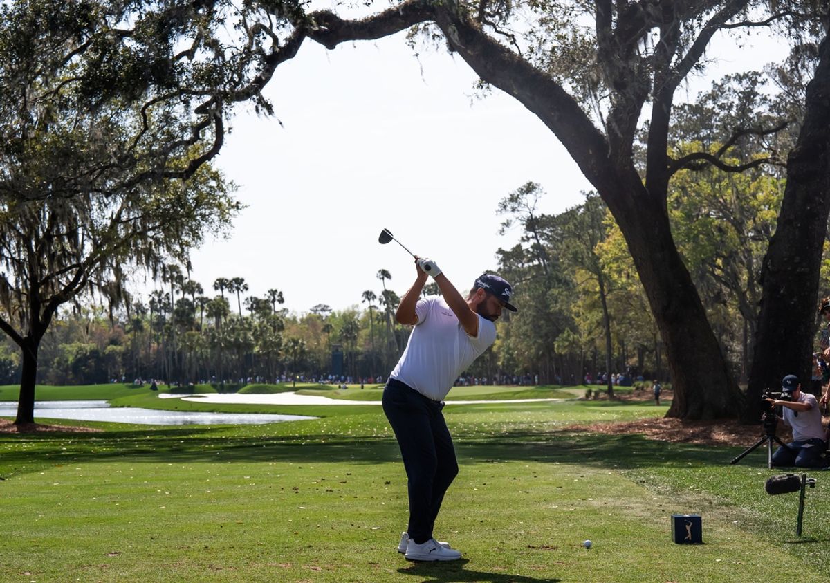 J.J. Spaun tees off on the sixth hole during the third round of the Players Championship at TPC Sawgrass in Ponte Vedra Beach, Fl. Saturday March 15, 2025. [Doug Engle/Florida Times-Union]